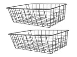 Freezer Basket Rust Proof Large Capacity Iron Storage Bin for Refrigerator Fruits Snacks Drinks 2pcs V1294-YM0901-3117230240511