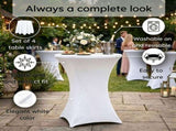 4-Pack White Stretch Cocktail Table Covers, Washable Fitted Spandex Covers for 80-85 x 110 cm High V1188-MS-731-004