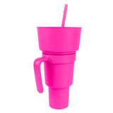 2 In 1 Snack Drink Cup with Straw Large Opening Plastic Beverage Cup Top Snack Bowl for Movie V1294-YM0901-3118230165615