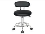 Levede Swivel Office Chair Round Rolling Stools PU Leather Height Adjustable BR1071-BK-M-AU