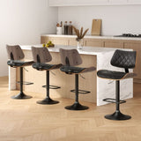 Artiss 4x Bar Stools Kitchen Dining Chairs Gas Lift Stool Wooden Leather Black BA-TW-8095-BKX4