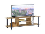 CARLA HOME Tv Stand Entertainment Console - Open Shelves - Oak - Brown - Rustic - Steel V178-36428