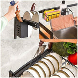 85cm Dish Drying Rack Drainer Over Sink Steel Cup Cutlery Organizer 2 Tier V63-839371