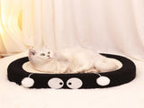 Oval-shaped black coal balls Large Cat Scratcher Bed 2 in 1 Sisal Scratching Pad & Plush Lounge Nest V888-ELOSUNG40438