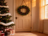 2 PCS 13 Inch Christmas Wreaths Sets for Doors Cabinets, Christmas Green Pine Wreath with Red V1258-DP02-C-2709