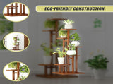 5 Tiers Vertical Bamboo Plant Stand Staged Flower Shelf Rack Outdoor Garden V63-837921