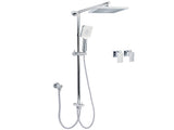 WELS Square Plastic Shower 8" Rainfall Head 3 Mode Handheld Sliding Rail Wall Arm Twin Taps V1233-HS002M4CSC842SS0801CPF0272A