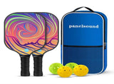 PS Series Colorful Textured Fiberglass Pickleball Paddles Set with 2 Rackets, 4 Balls and Portable V888-ELOSUNG55145-1