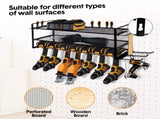 Power Tool Organizer Wall Mount 7 Drill Holder 3 Layer Heavy Duty Metal for Drill Plier Hammer Rack V985-POWERTOOLORGANIZER