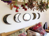 Wooden Frame Acrylic Mirror Set Nordic Style Phase Moon Wall Decor with Round and Crescent Shapes V1366-AZ2-W-14889