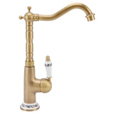 Antique Kitchen Faucet Gold All Copper European Antique Hot Cold Mixed 360&deg Rotating Kitchen V1294-YM0715-3112220048711