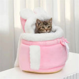 Pink 2-in-1 Ultra-Soft Plush Pet Carrier & Mobile Bed - Portable & Lightweight Cute Rabbit Ear V888-ELOSUNG45390
