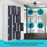 12-Door Locker for Office Gym Shed School Home Storage - Padlock-operated V63-839021