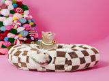 2-in-1 Cat Tunnel Bed Coffee Brown Daisy 80cm - Plush Donut Pet Cave & Play Tube - Detachable V888-ELOSUNG41376