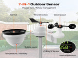 7-in-1 Wi-Fi Weather Station, 7.5 in Color Display, Home Weather Station Indoor Outdoor, with Solar V952-TYNQ75VAWIFI7T9PDV3