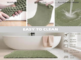 Set of 2 Waffle Bathroom Rugs, Super Absorbent Boho Bath Mats, Non-Slip Shower Mats for Bathroom V1258-DP02-WO-693