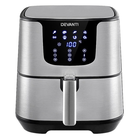 Devanti Air Fryer 7L LCD Fryers Stainless Steel AF-K-G-5T6-SS