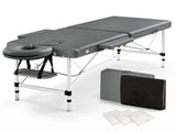 Zenses Massage Table 55cm Portable 2 Fold Aluminium Beauty Bed Grey MT-ALUM-2FOLD-GR-55