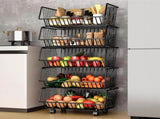CARLA HOME Metal 5-Tier Rolling Vegetable and Fruit Basket Cart Stand for Kitchen V178-36139