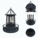 LED Solar Powered Lighthouse, 360 Degree Rotating Lamp Courtyard Decoration Waterproof Garden Smoke V1369-AZ3-W-07219