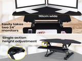 Fortia Corner Desk Riser 110cm Wide Adjustable Sit to Stand for Dual Monitor, Keyboard, Laptop, V219-FURDTDFORACX1