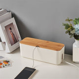 Cable Box Small White, Extension Cord Organizer for Power Stripe Surge Protector Wire V1192-AZ-W-33276