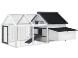 i.Pet Chicken Coop Rabbit Hutch 166cm x 120cm x 112cm Large Chicken Coop House Run Cage Wooden PET-CH-310026-WH-AB