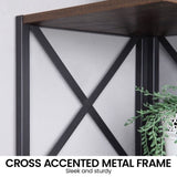 Sarantino Nora 5-Tier Corner Bookshelf - Walnut Black RCK-145-03-WLB