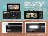 4K Digital Camera for Photography 64MP Vlogging Black V1142-LP1005007342064879