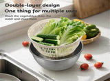 Stainless Steel Salad Spinner with Lid & Drain Basin Frame V1263-JX-5407