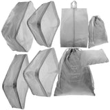 1Set Grey Travel Packing Cubes Luggage Organizer Bag Set with Mesh Lid and Handle V1192-AZ-W-24736