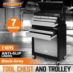 HORUSDY 7 Drawer Tool Box Trolley Cabinet Storage Cart Garage Toolbox Organiser V465-86192