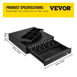 Cash Register Drawer, 16" 12 V, for POS System with 5 Bill 6 Coin Cash Tray, Removable Coin V952-QDXXJCTYCWC16LIA2V0