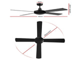 Devanti 52'' Ceiling Fan DC Motor 4 Blades w/Remote - Black CF-B-52NL-BK