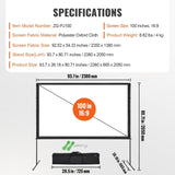 VEVOR Projector Screen with Stand, 100 inch 16:9 4K 1080 HD Outdoor Movie Screen with Stand, V952-TYPM20ZJSPJ1L6YJBV0