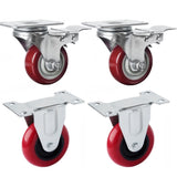 4x 4 inch Heavy Duty 2x Fixed + 2x Swivel Load 520kg Lockable Castor Caster Wheels Swivel V324-4X-4IN-WR-WHEEL