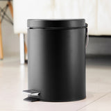 SOGA 2X Foot Pedal Stainless Steel Rubbish Recycling Garbage Waste Trash Bin Round 12L Black RUBBISHBINROUND12LBLACKX2