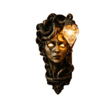 Medusa Wall Sconce, Glowing Eyes & Flame Glass, Gothic Resin Decor for Halloween, Hand-Crafted V1369-AZ3-W-23792