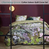 Bedding House Charming Green Cotton Sateen Quilt Cover Set King V442-HIN-QUILTCS-CHARMING-GREEN-KI