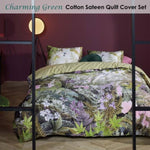 Bedding House Charming Green Cotton Sateen Quilt Cover Set Queen V442-HIN-QUILTCS-CHARMING-GREEN-QS