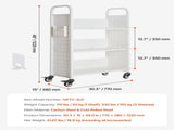 Rolling Library Book Cart, 150 kg Capacity, 77 x 38 x 122 cm Library Cart, Single Sided L-Shaped V952-LXTSGTCBS330DZLNM001V0