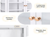 Artiss Buffet Cabinet Sideboard X2 Wall Mounted Clear Display Storage 60cm White AI-SID-WM-3T-WHX2