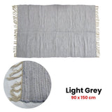 Large Chindi Cotton Handmade Floor Mat with Tassels 90 x 150 cm Light Grey V442-BZO-FLOORR-LARGECHINDI-LIGHTGREY-RE