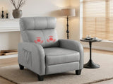 Artiss Massage Recliner Chair Small Recliner Sofa for Adults Fabric Grey RECLINER-A1-MSG-GY