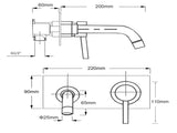 WELS Round Wall Mounted Basin Vanity Mixer Bath Tub Faucet Spout Brushed Nickel V1233-KRD301N