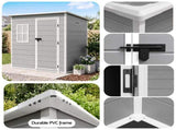 Giantz Garden Shed Outdoor Storage Box 1.87x1.28M Resin Tool Shed Backyard Grey SHED-FLAT-P-4X6-GR-ABC