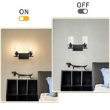 Black Vanity Light Glass Shade Wall Lamp Vintage Style Indoor Wall Sconces for Bathroom V1237-ZY-528-124