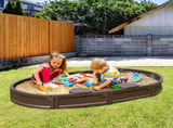 Sandbox with Cover, 72 x 41.5 x 9.1 in Oval Sand Box, HDPE Sand Pit with 4 Corner Seating and Bottom V952-SXSLTYXJCK00EEGPJV0