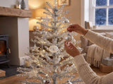 Shiny Metallic Mini Christmas Tree, Slim Pencil Artificial Tabletop Tree, Customizable Branches, V1192-AZ-W-24648