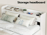 Artiss Bed Frame King Single Size with Charging Ports and 2 Drawers AURA WBED-F-AURA-KS-WH-AB